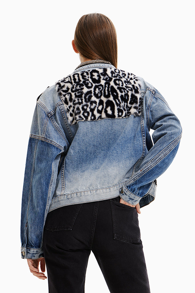 Desigual New York Embellished Denim Jacket in Denim Raw - Arielle Clothing