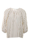Funky Staff Alana Striped Blouse in White/Taupe - Arielle Clothing