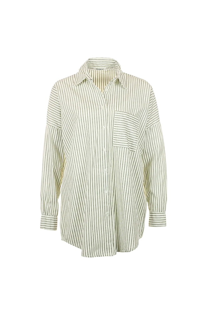 Funky Staff Donna Stripes Shirt in White - Arielle Clothing