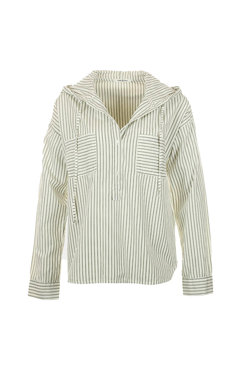 Funky Staff Sara Stripes Shirt in White - Arielle Clothing
