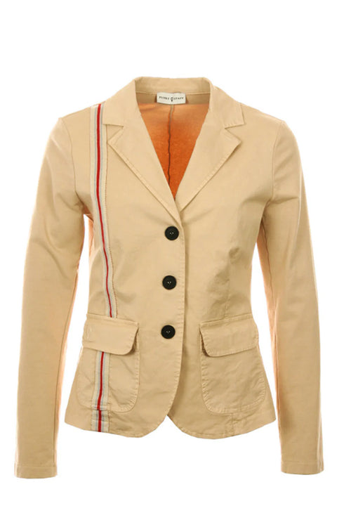 Funky Staff Stin  Jacket With Stripe in Sand - Arielle Clothing