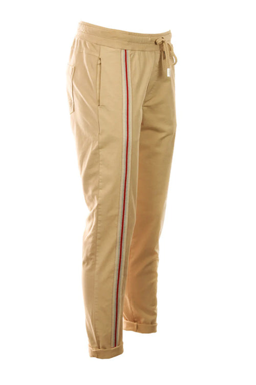 Funky Staff You2 Trousers with Stripe in Sand - Arielle Clothing