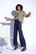 Funky Staff Zita Full Length Denim Pants in Blue - Arielle Clothing