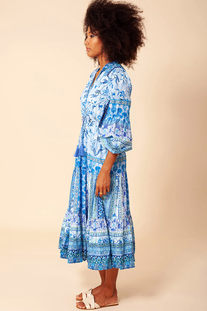 Hale Bob Danae Printed Midi Dress in Blue - Arielle Clothing