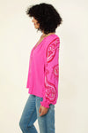 Hale Bob Elisa Embroidered Top in Pink - Arielle Clothing
