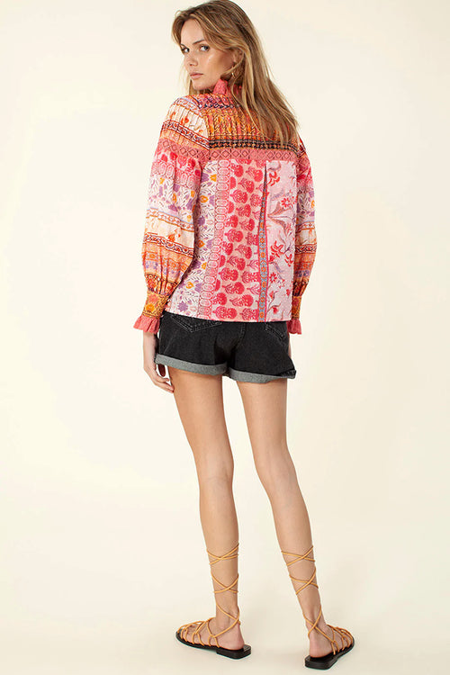 Hale Bob Selena Printed Top in Pink - Arielle Clothing